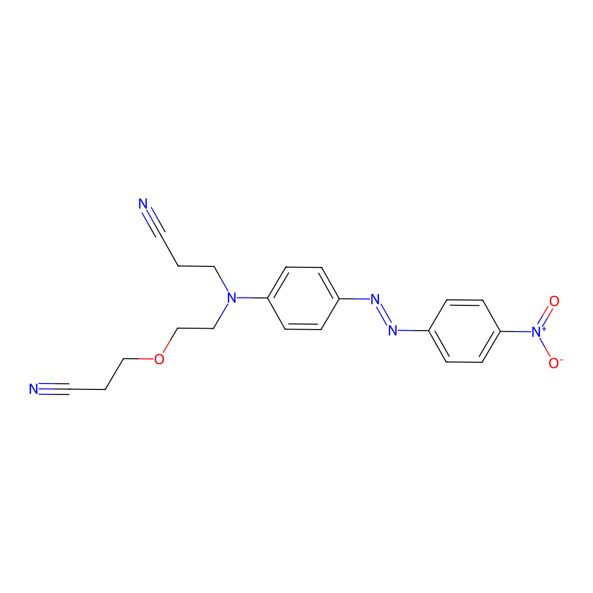 Propanenitrile, 3-[[2-(2-cyanoethoxy)ethyl][4-[2-(4-nitrophenyl)diazenyl]phenyl]amino]- molecular structure, CAS 70210-10-5