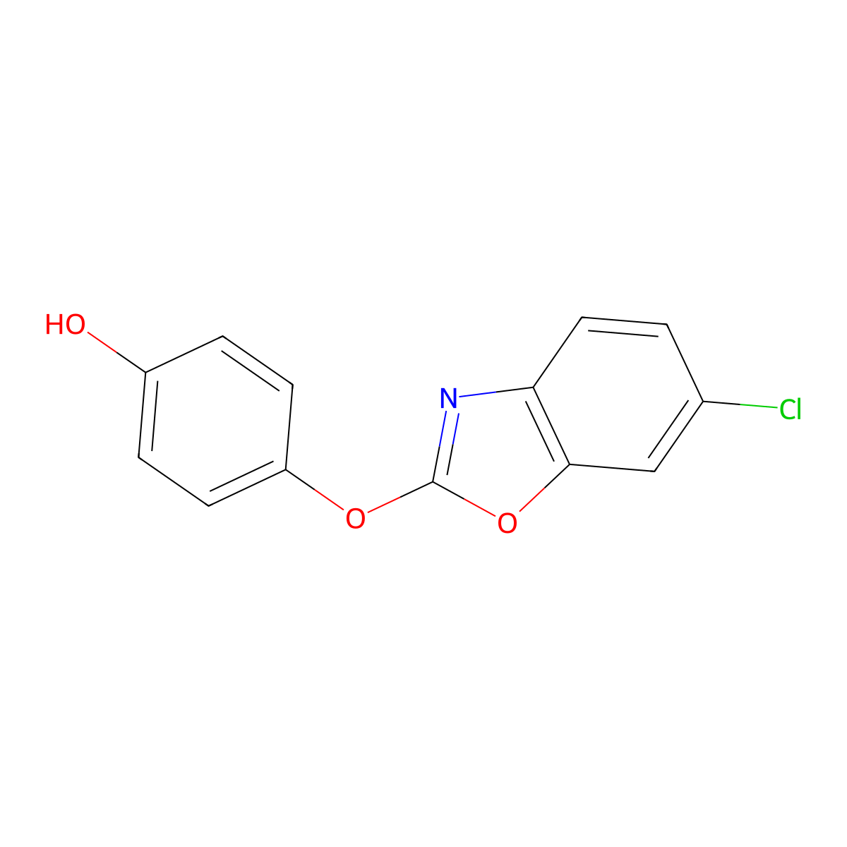 Phenol, 4-((6-chloro-2-benzoxazolyl)oxy)- molecular structure, CAS 70217-01-5