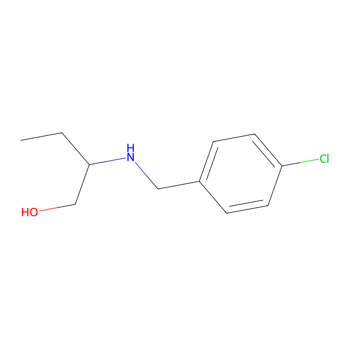 1-Butanol, 2-(((4-chlorophenyl)methyl)amino)-, (2R)- molecular structure, CAS 70218-66-5