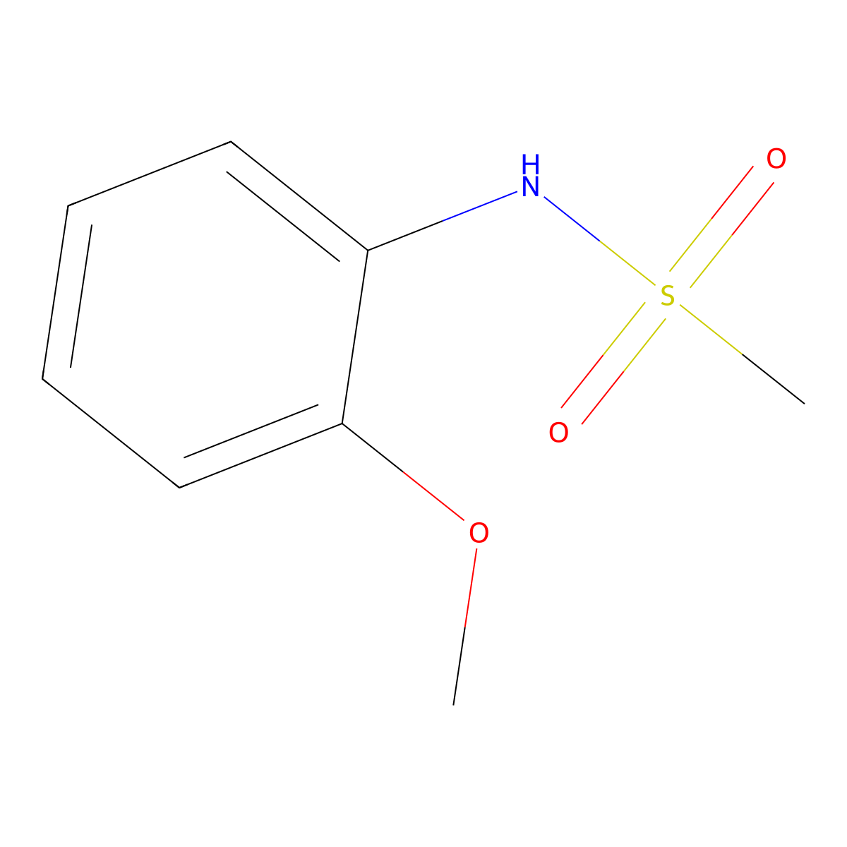 N-(2-methoxyphenyl)methanesulfonamide molecular structure, CAS 7022-25-5