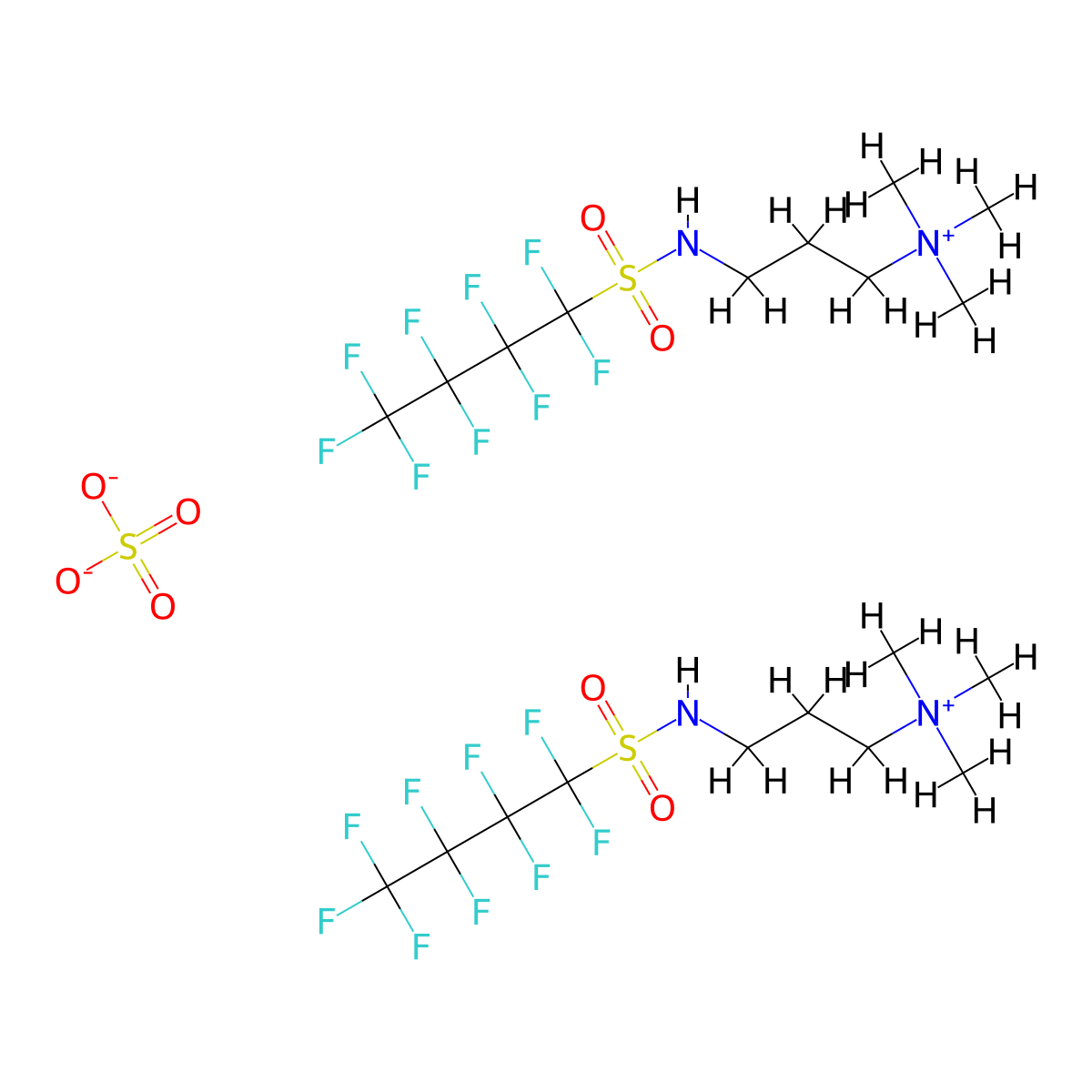 1-Propanaminium, N,N,N-trimethyl-3-(((1,1,2,2,3,3,4,4,4-nonafluorobutyl)sulfonyl)amino)-, sulfate (2:1) molecular structure, CAS 70225-22-8