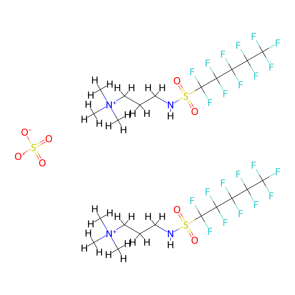 1-Propanaminium, N,N,N-trimethyl-3-[[(1,1,2,2,3,3,4,4,5,5,5-undecafluoropentyl)sulfonyl]amino]-, sulfate (2:1) molecular structure, CAS 70225-24-0
