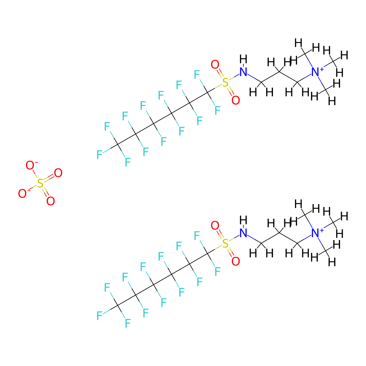 1-Propanaminium, N,N,N-trimethyl-3-(((1,1,2,2,3,3,4,4,5,5,6,6,6-tridecafluorohexyl)sulfonyl)amino)-, sulfate (2:1) molecular structure, CAS 70248-52-1