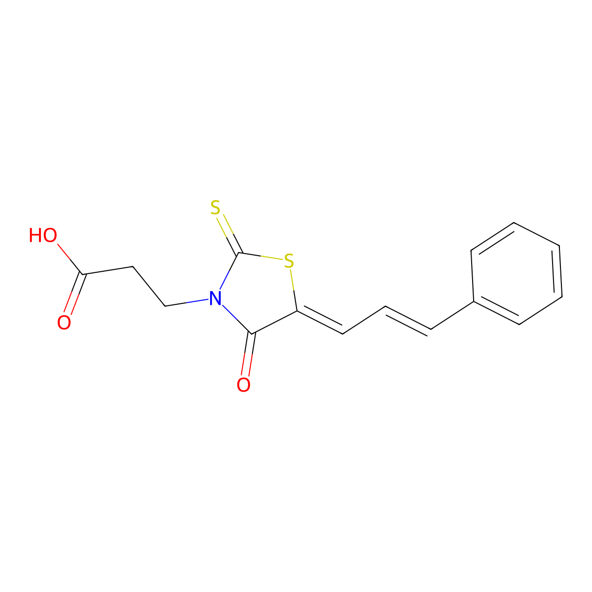 3-(5-cinnamylidene-4-oxo-2-sulfanylidene-1,3-thiazolidin-3-yl)propanoic Acid molecular structure, CAS 7025-17-4