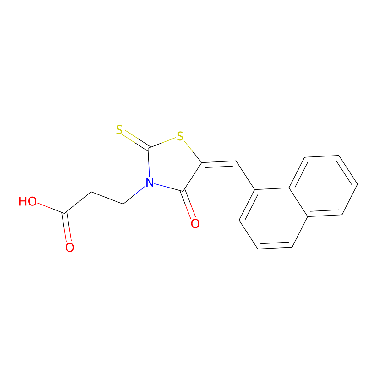 5-(1-Naphthalenylmethylene)-4-oxo-2-thioxo-3-thiazolidinepropanoic acid molecular structure, CAS 7025-20-9