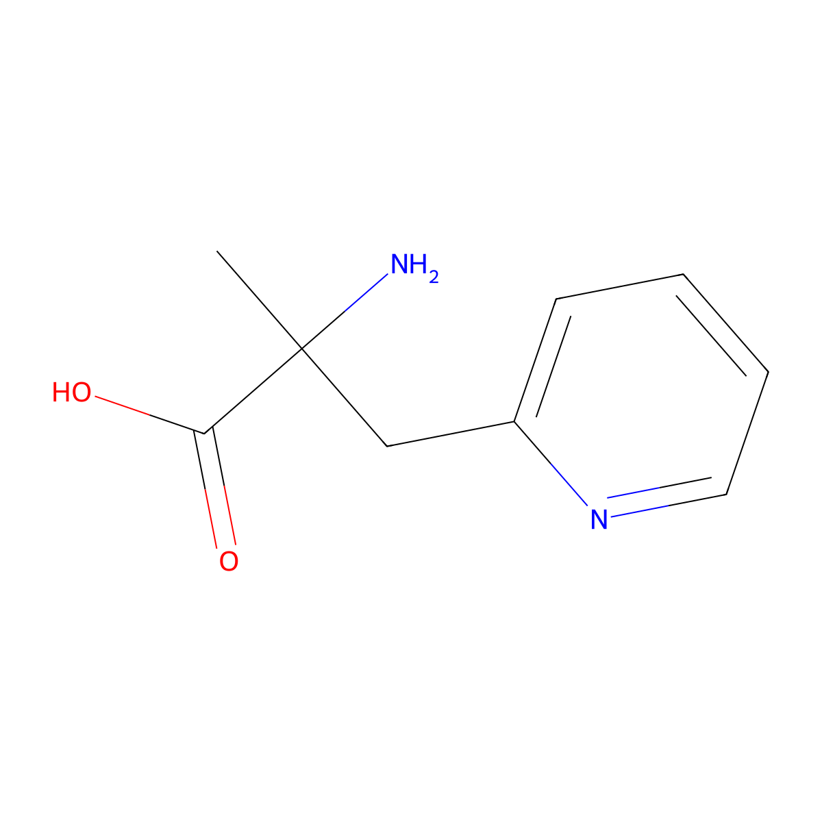 2-Amino-2-methyl-3-(pyridin-2-yl)propanoic acid molecular structure, CAS 70258-04-7