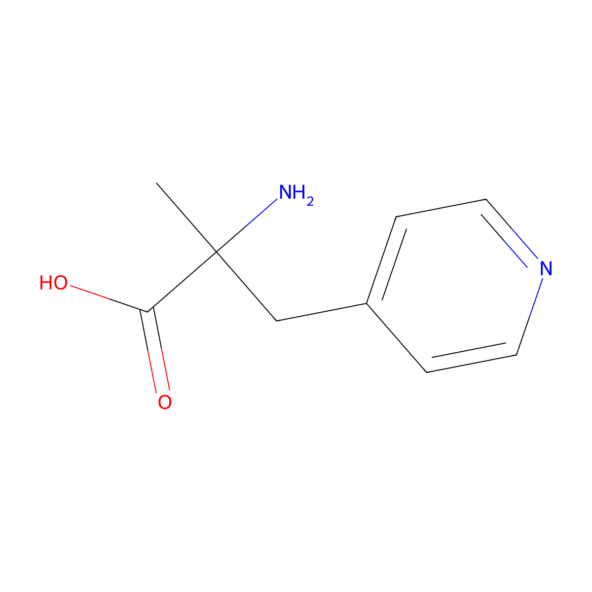 2-Amino-2-methyl-3-(pyridin-4-yl)propanoic acid molecular structure, CAS 70258-06-9