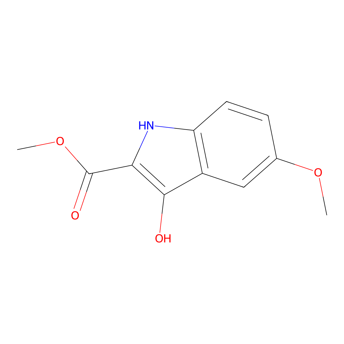 Methyl 3-hydroxy-5-methoxy-1H-indole-2-carboxylate molecular structure, CAS 70258-77-4