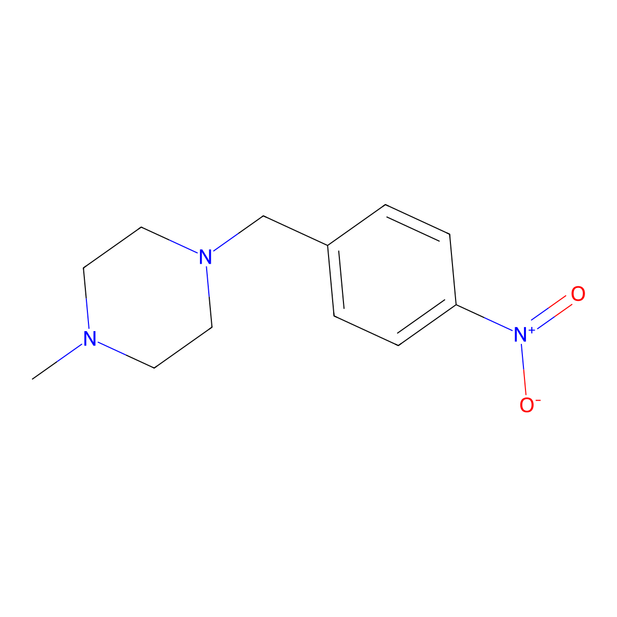 1-Methyl-4-(4-nitrobenzyl)piperazine molecular structure, CAS 70261-81-3