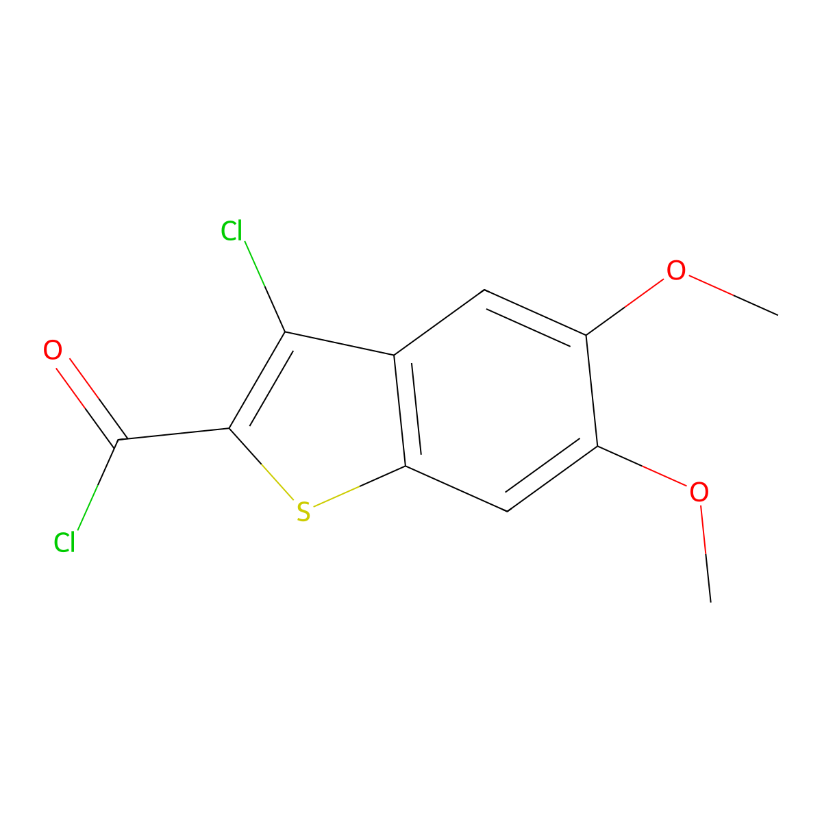 3-Chloro-5,6-dimethoxy-benzo[b]thiophene-2-carbonyl chloride molecular structure, CAS 70262-57-6
