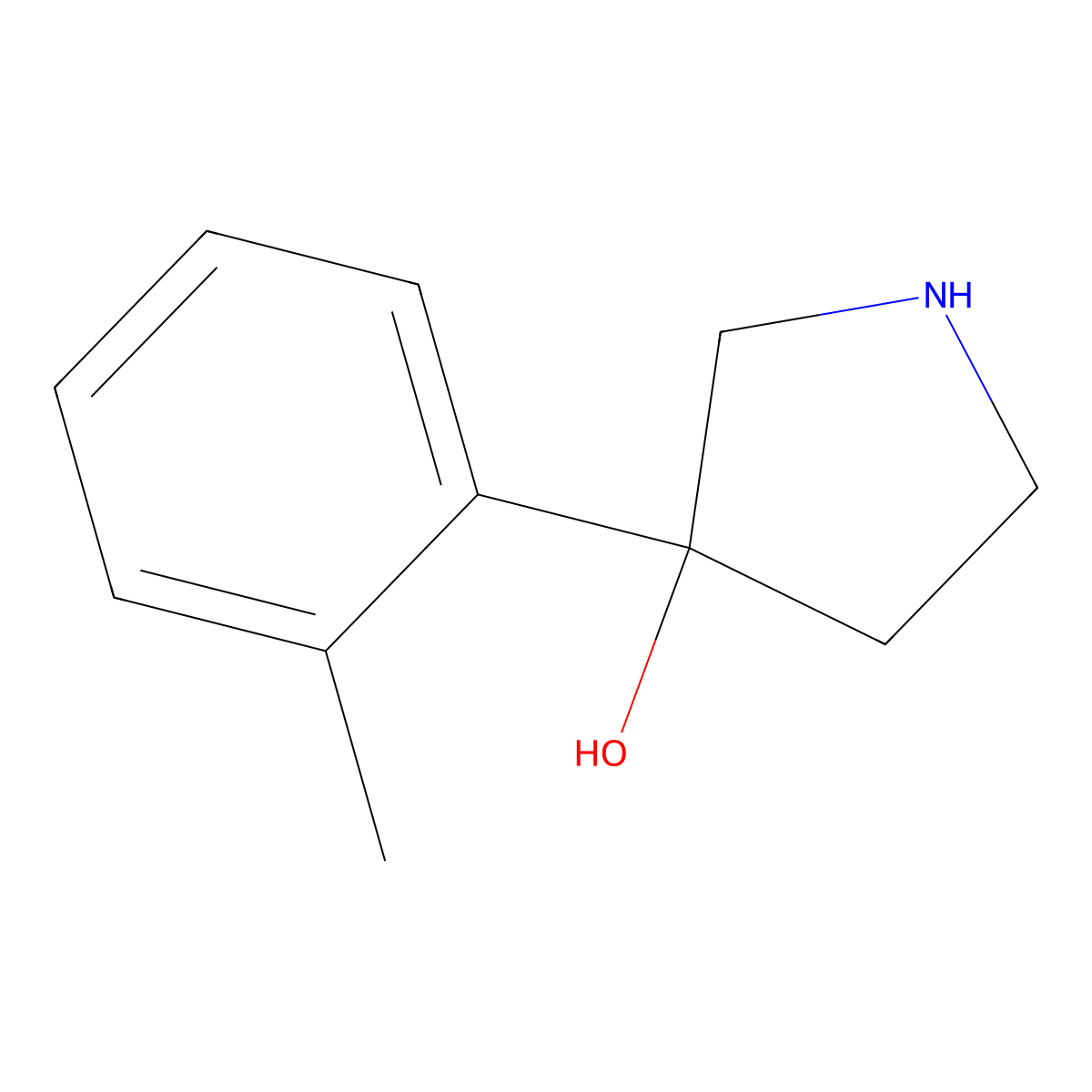 3-(2-Methylphenyl)pyrrolidin-3-ol molecular structure, CAS 702630-29-3