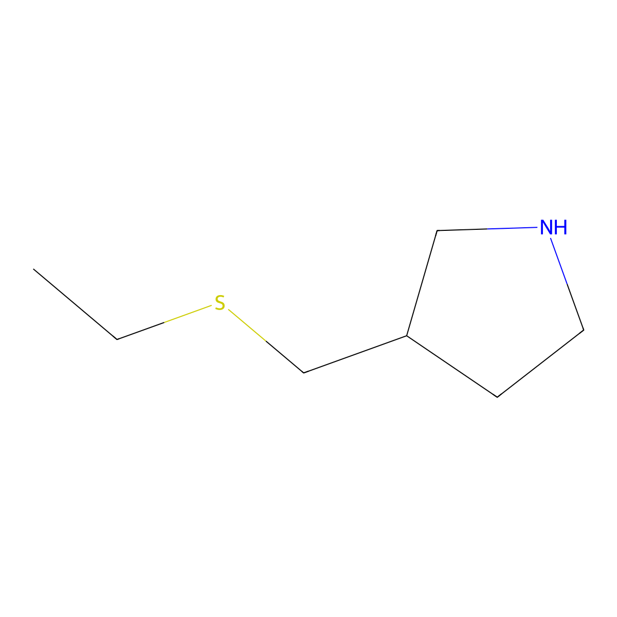 3-((Ethylthio)methyl)pyrrolidine molecular structure, CAS 702632-64-2