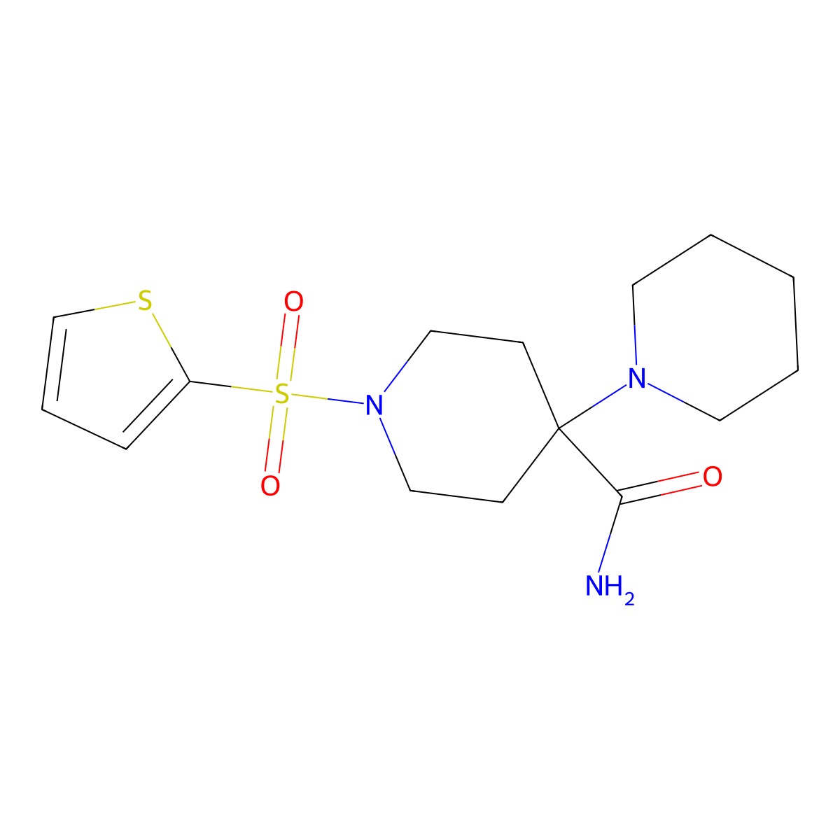 4-Piperidyl-1-(2-thienylsulfonyl)piperidine-4-carboxamide molecular structure, CAS 702636-86-0