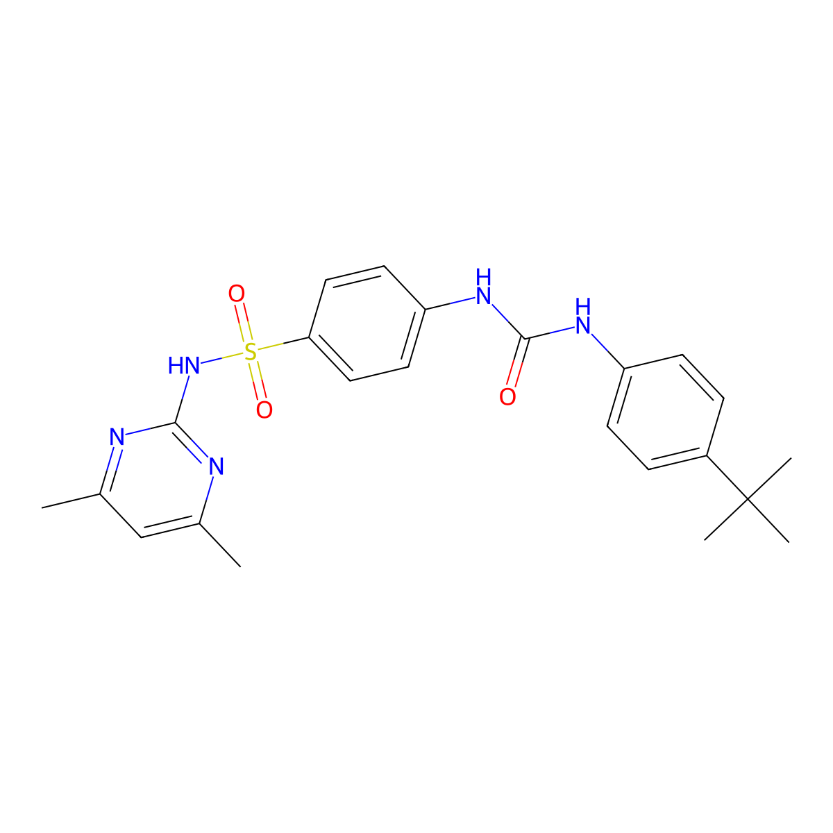 4-(3-(4-(tert-Butyl)phenyl)ureido)-N-(4,6-dimethylpyrimidin-2-yl)benzenesulfonamide molecular structure, CAS 702637-45-4