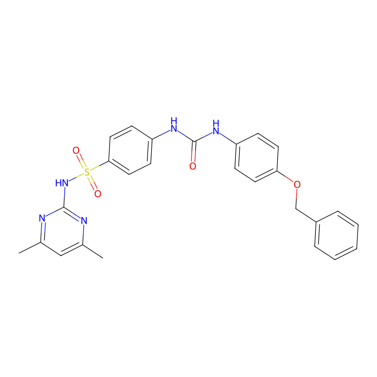 4-(3-(4-(Benzyloxy)phenyl)ureido)-N-(4,6-dimethylpyrimidin-2-yl)benzenesulfonamide molecular structure, CAS 702637-47-6