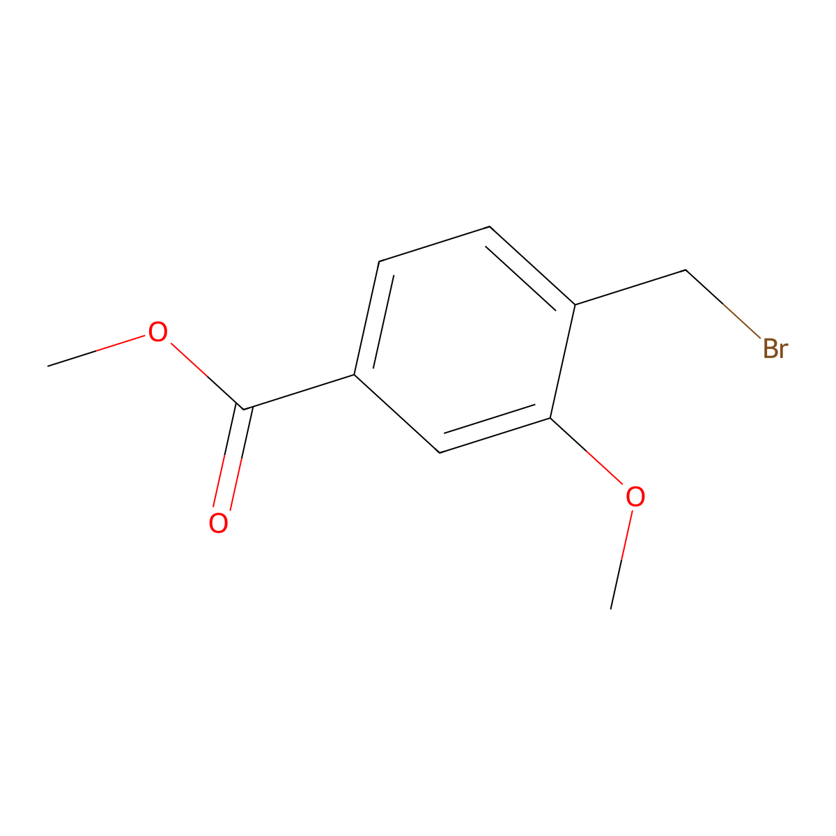 Methyl 4-(bromomethyl)-3-methoxybenzoate molecular structure, CAS 70264-94-7