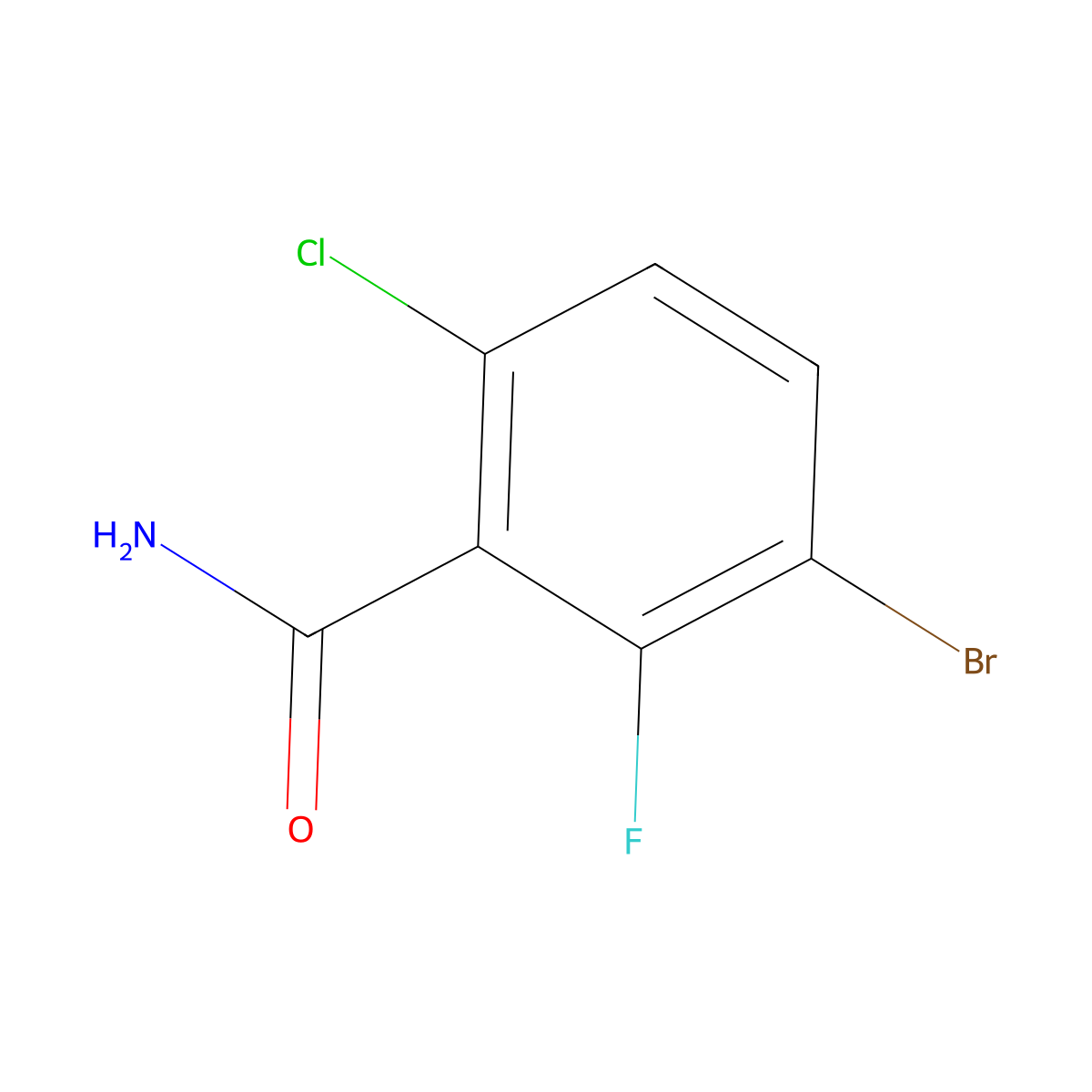 2-Chloro-5-bromo-6-fluorobenzamide molecular structure, CAS 702640-52-6