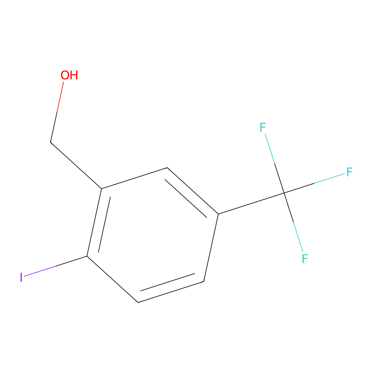 (2-Iodo-5-(trifluoromethyl)phenyl)methanol molecular structure, CAS 702641-05-2