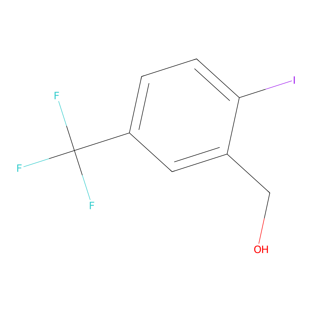 (2-Iodo-5-(trifluoromethyl)phenyl)methanol molecular structure, CAS 702641-05-2