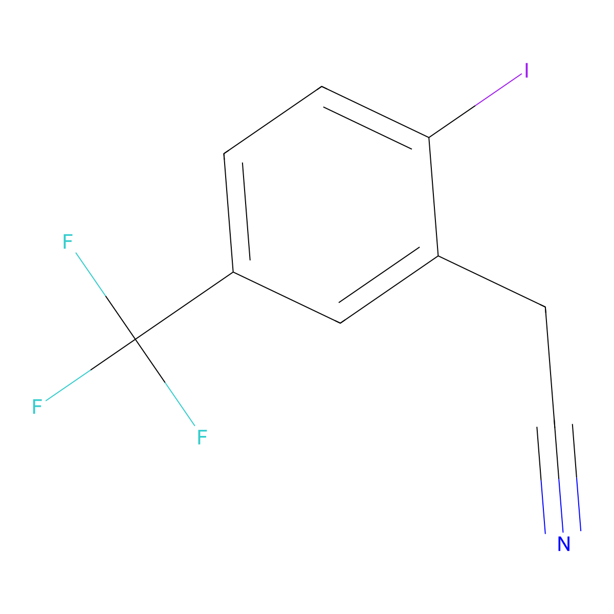 2-Iodo-5-(trifluoromethyl)phenylacetonitrile molecular structure, CAS 702641-07-4