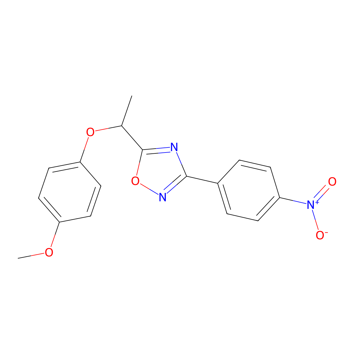 5-[1-(4-Methoxyphenoxy)ethyl]-3-(4-nitrophenyl)-1,2,4-oxadiazole molecular structure, CAS 702646-10-4