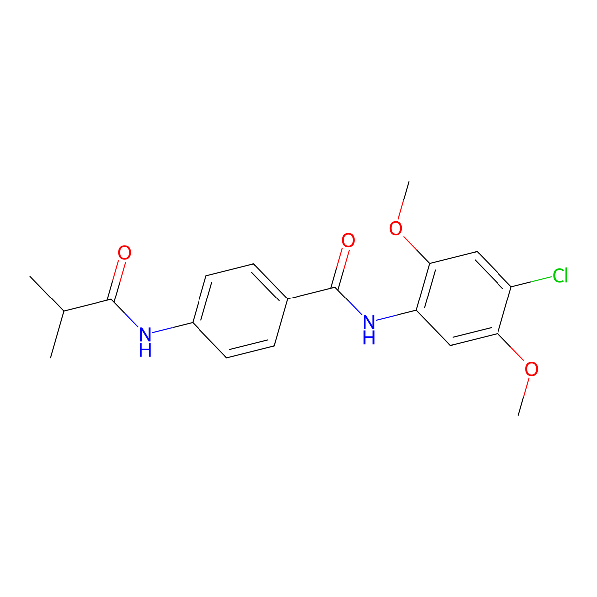N-(4-chloro-2,5-dimethoxyphenyl)-4-(2-methylpropanoylamino)benzamide molecular structure, CAS 702646-20-6