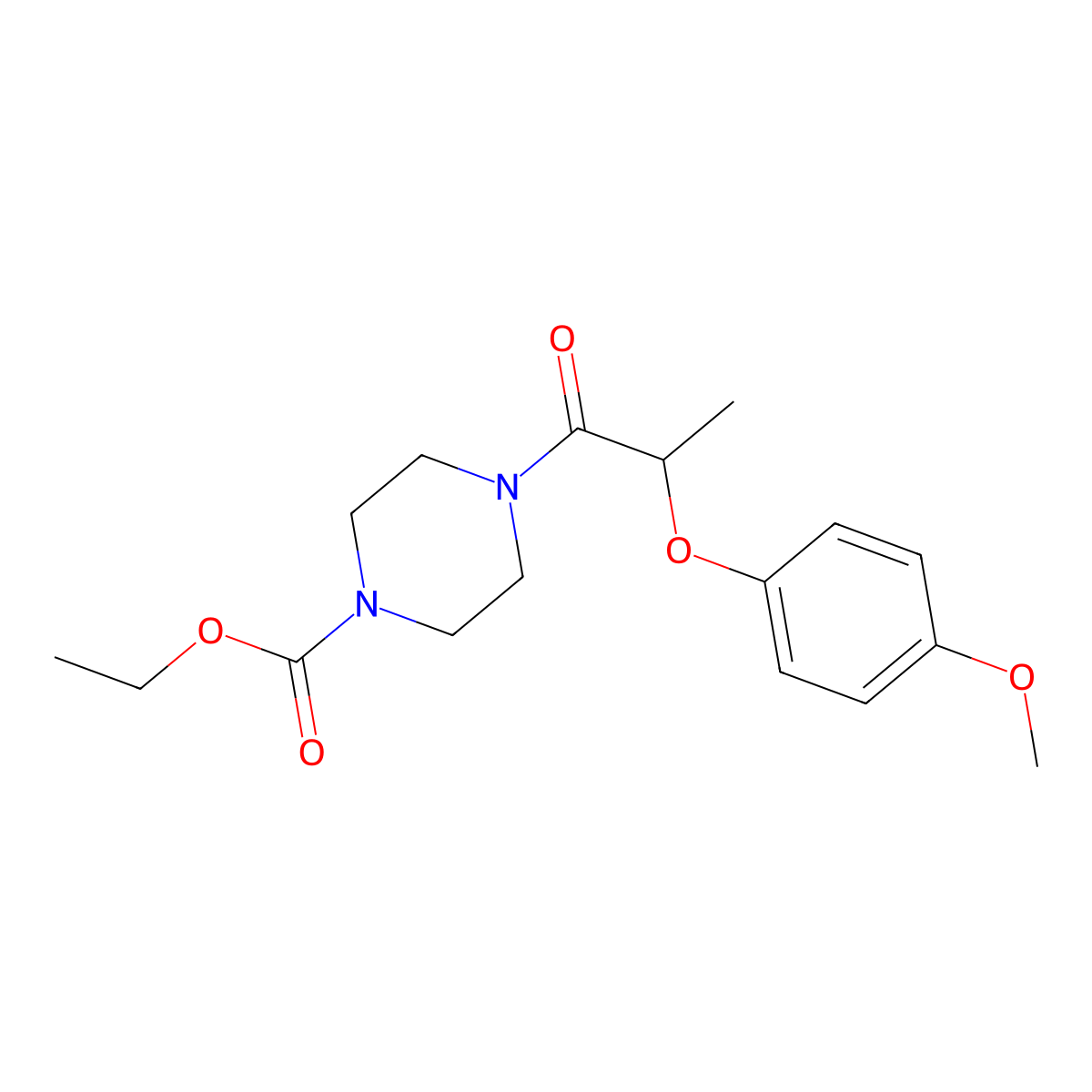 Ethyl 4-[2-(4-methoxyphenoxy)propanoyl]piperazine-1-carboxylate molecular structure, CAS 702646-49-9