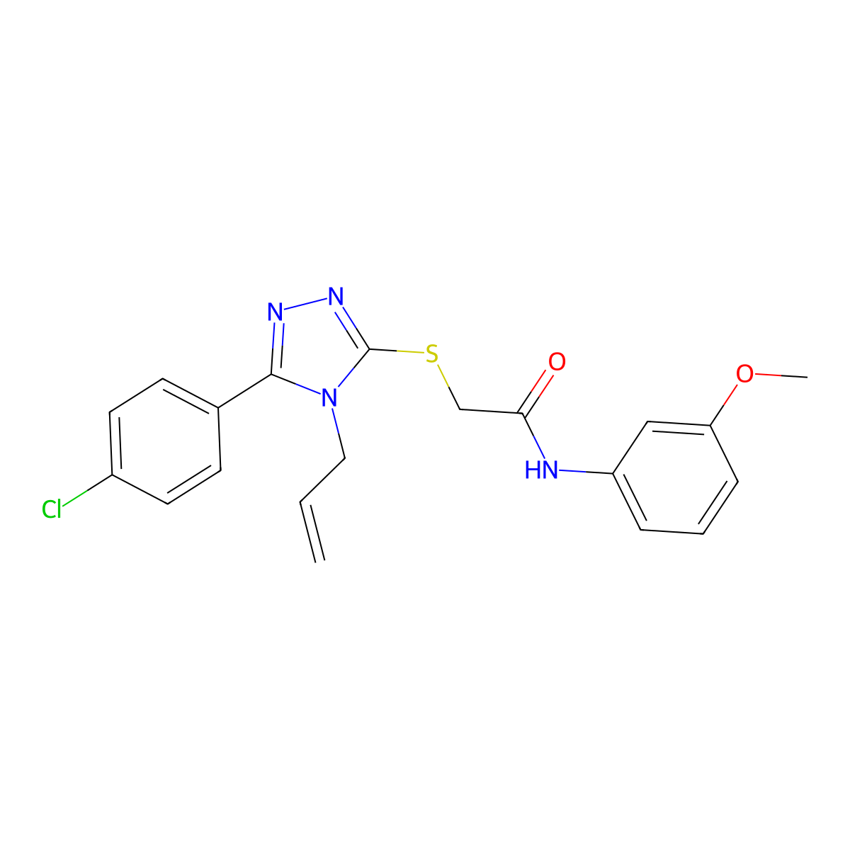 2-{[5-(4-chlorophenyl)-4-(prop-2-en-1-yl)-4H-1,2,4-triazol-3-yl]sulfanyl}-N-(3-methoxyphenyl)acetamide molecular structure, CAS 702646-50-2