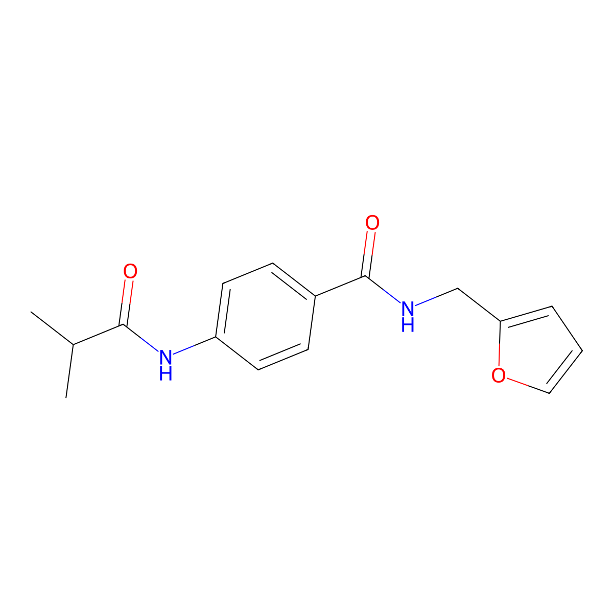 N-(furan-2-ylmethyl)-4-(2-methylpropanoylamino)benzamide molecular structure, CAS 702646-71-7