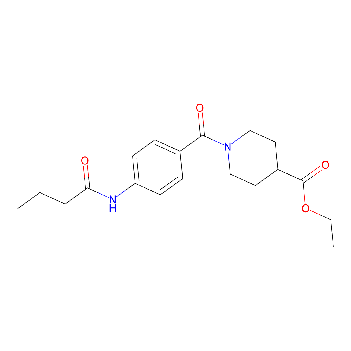 Ethyl 1-{[4-(butanoylamino)phenyl]carbonyl}piperidine-4-carboxylate molecular structure, CAS 702646-78-4