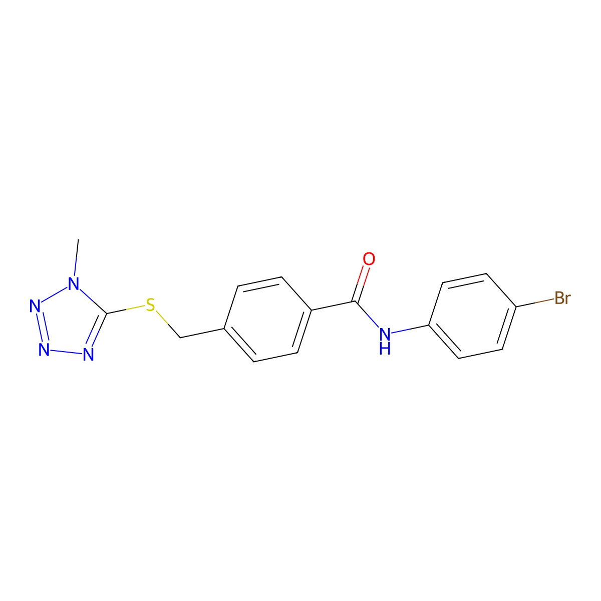 N-(4-bromophenyl)-4-[(1-methyltetrazol-5-yl)sulfanylmethyl]benzamide molecular structure, CAS 702646-86-4