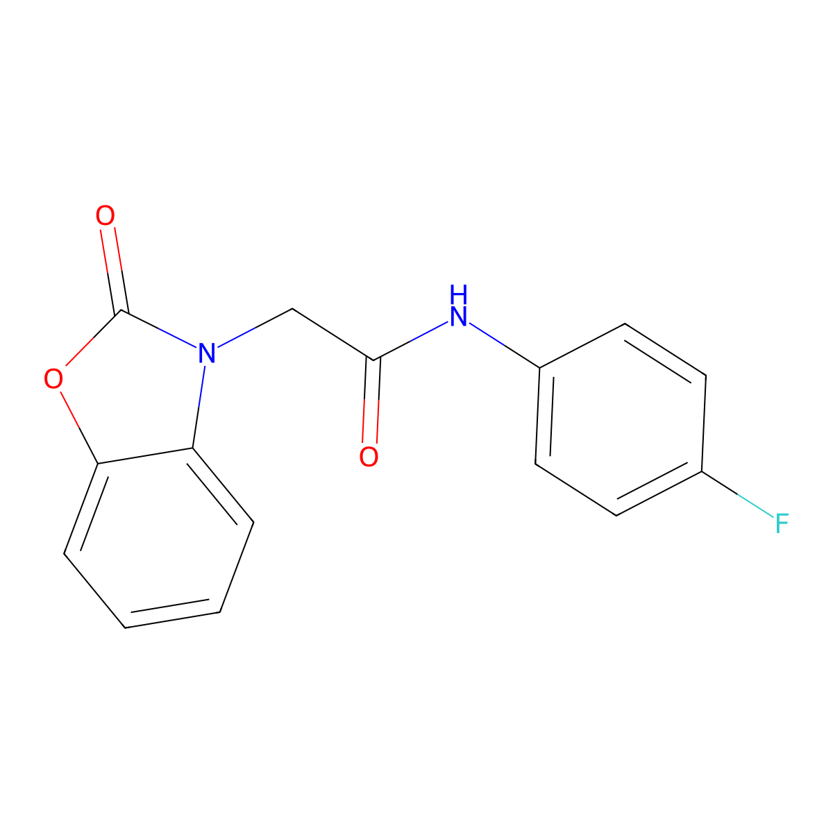 N-(4-Fluoro-phenyl)-2-(2-oxo-benzooxazol-3-yl)-acetamide molecular structure, CAS 702646-87-5