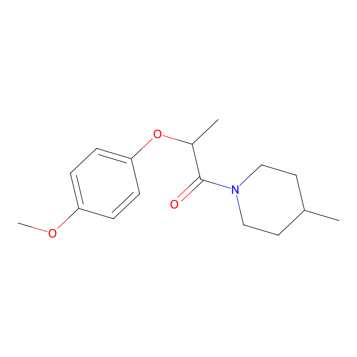 2-(4-Methoxyphenoxy)-1-(4-methylpiperidin-1-yl)propan-1-one molecular structure, CAS 702646-89-7