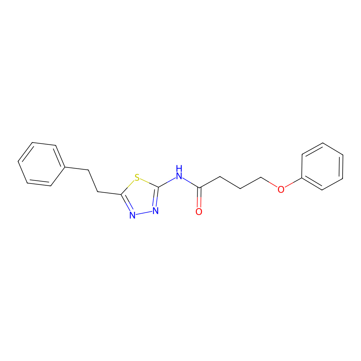 4-phenoxy-N-[5-(2-phenylethyl)-1,3,4-thiadiazol-2-yl]butanamide molecular structure, CAS 702646-91-1