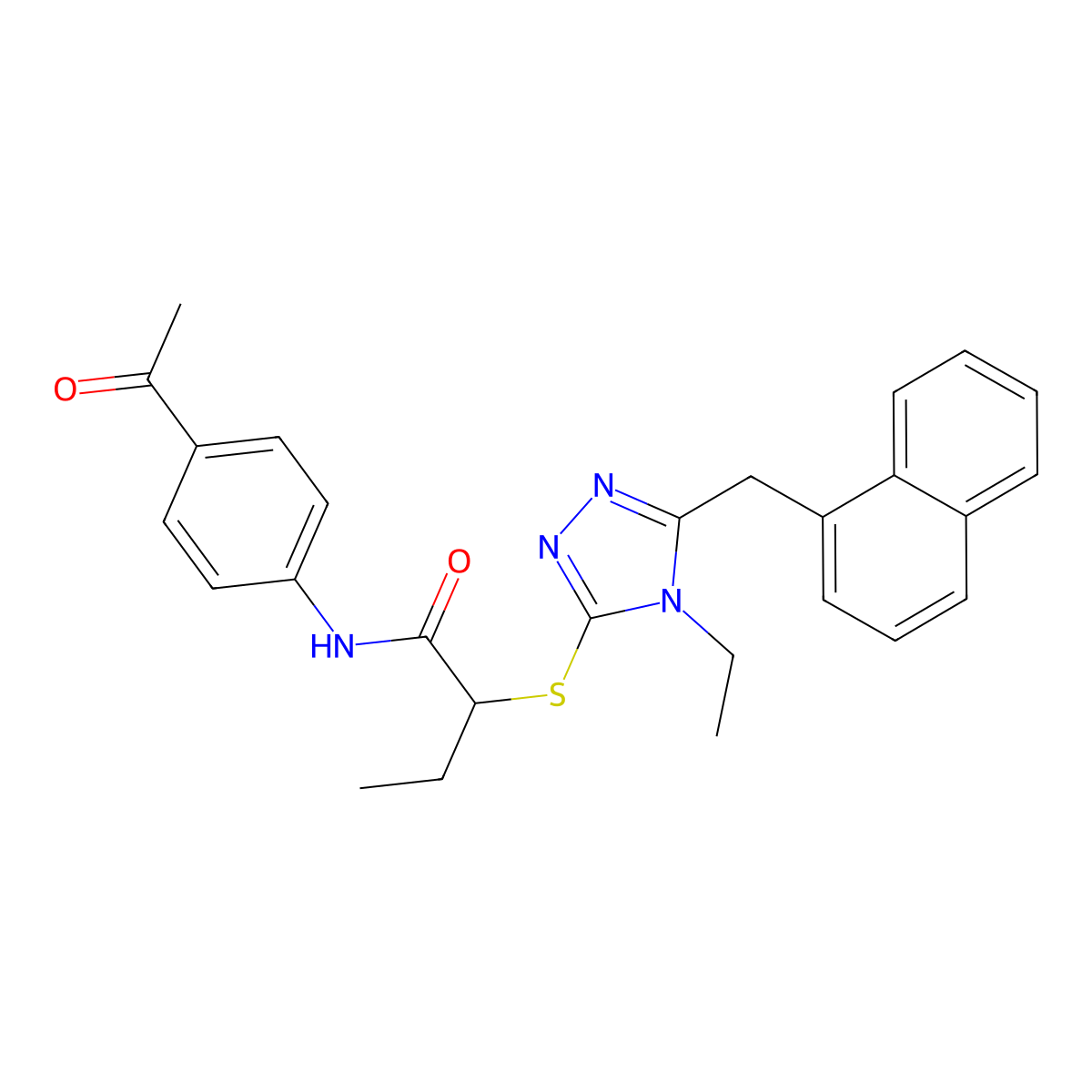 N-(4-acetylphenyl)-2-[[4-ethyl-5-(naphthalen-1-ylmethyl)-1,2,4-triazol-3-yl]sulfanyl]butanamide molecular structure, CAS 702646-98-8