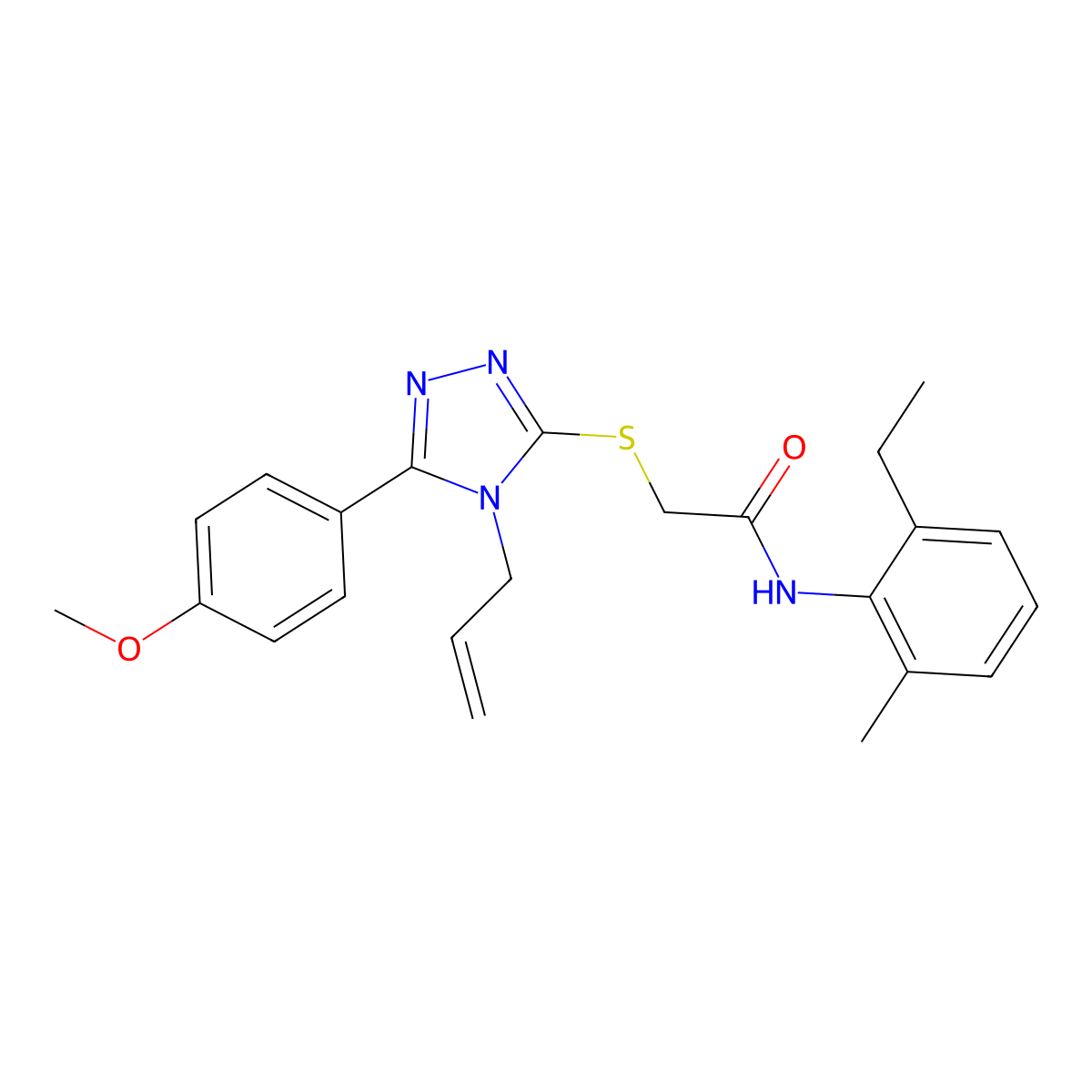 N-(2-ethyl-6-methylphenyl)-2-[[5-(4-methoxyphenyl)-4-prop-2-enyl-1,2,4-triazol-3-yl]sulfanyl]acetamide molecular structure, CAS 702646-99-9