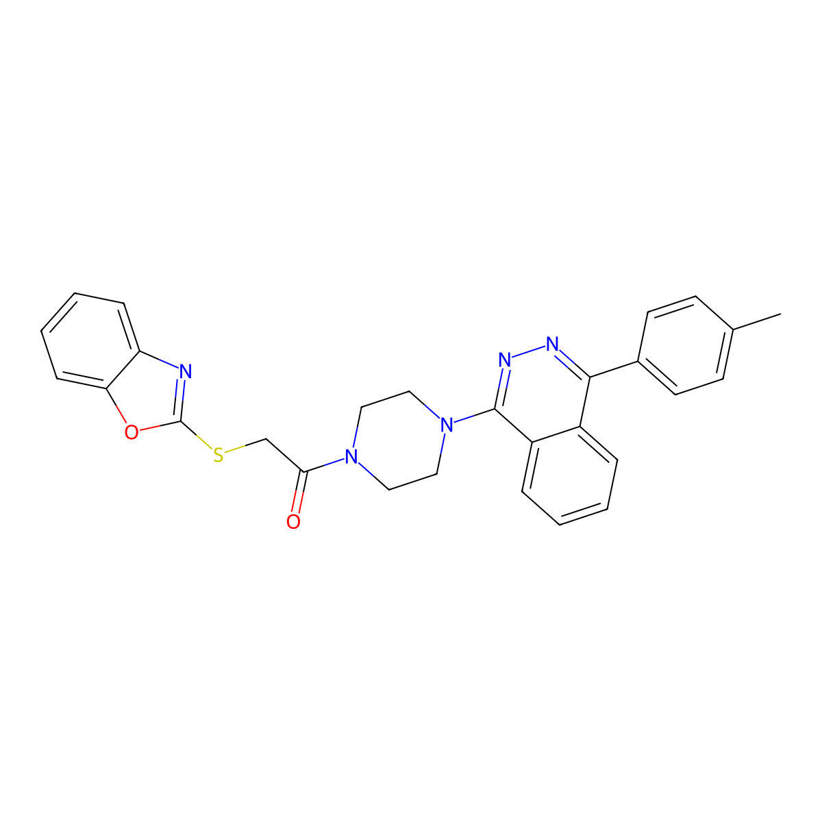 2-(1,3-Benzoxazol-2-ylsulfanyl)-1-[4-[4-(4-methylphenyl)phthalazin-1-yl]piperazin-1-yl]ethanone molecular structure, CAS 702647-12-9