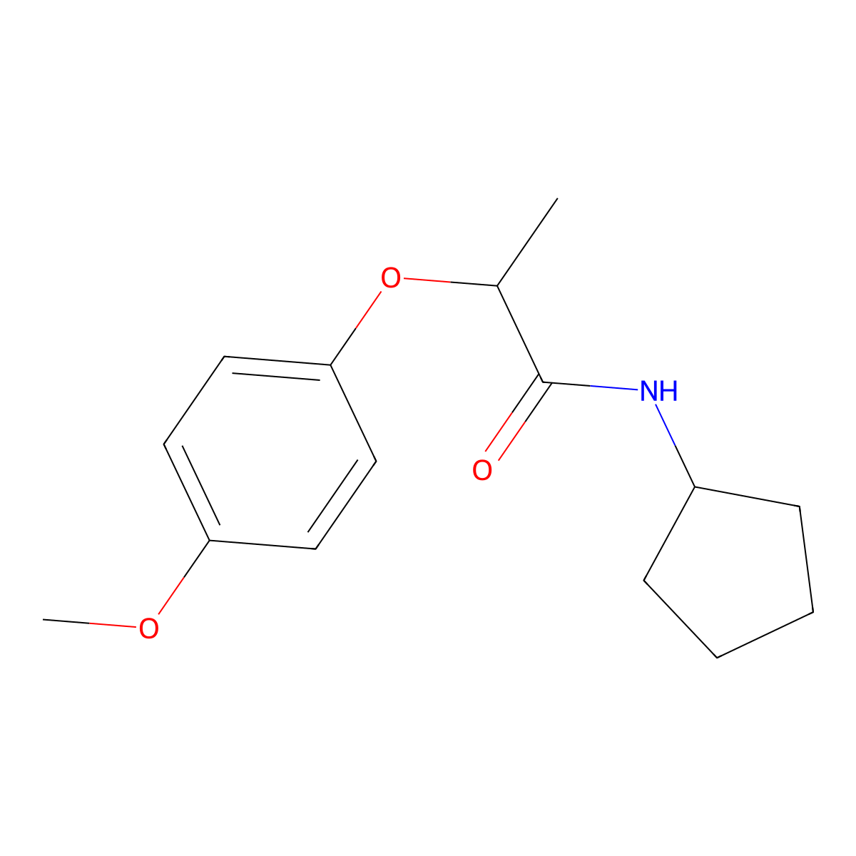 N-cyclopentyl-2-(4-methoxyphenoxy)propanamide molecular structure, CAS 702647-22-1