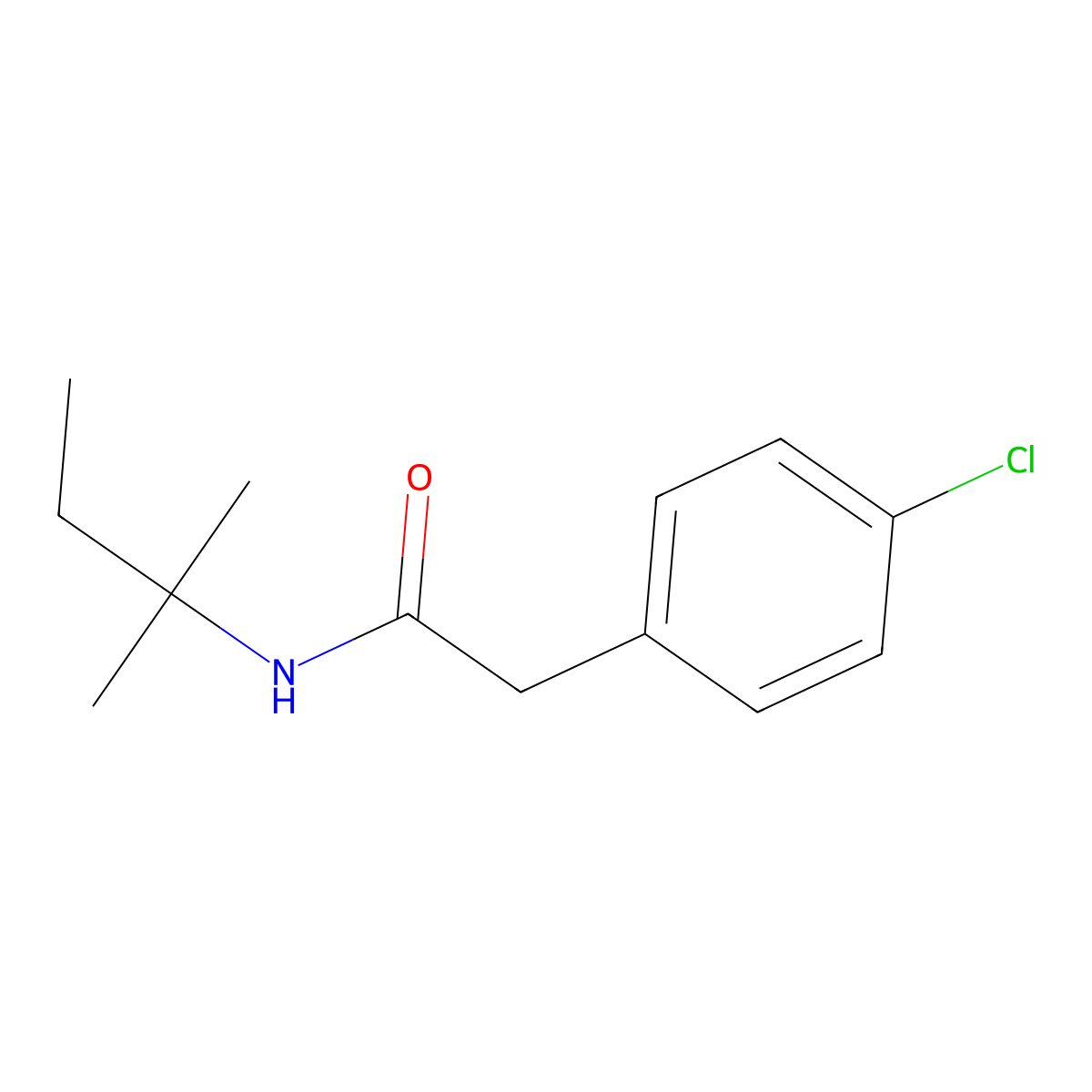 2-(4-chlorophenyl)-N-(2-methylbutan-2-yl)acetamide molecular structure, CAS 702647-43-6