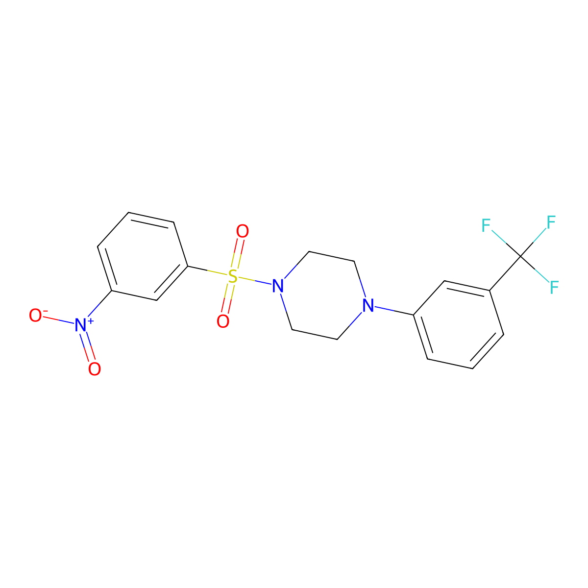 1-(3-Nitrophenyl)sulfonyl-4-[3-(trifluoromethyl)phenyl]piperazine molecular structure, CAS 702647-44-7