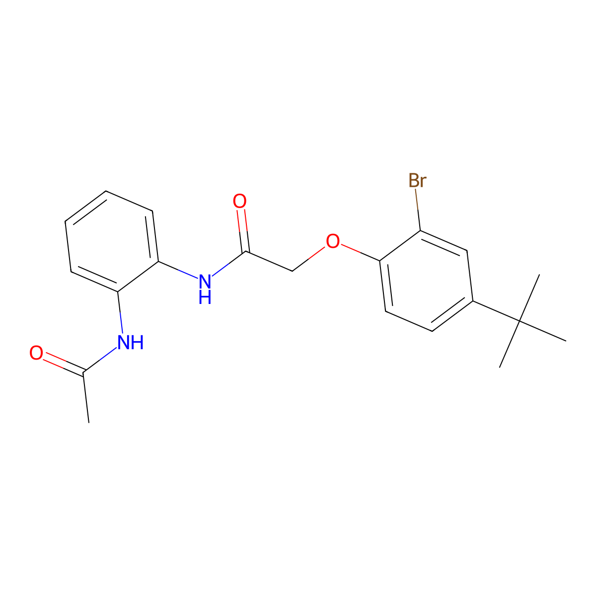 N-(2-acetamidophenyl)-2-(2-bromo-4-tert-butylphenoxy)acetamide molecular structure, CAS 702647-45-8