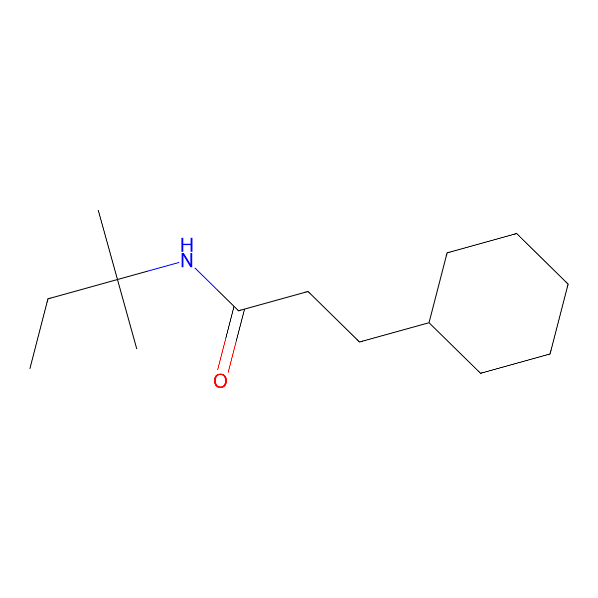 3-cyclohexyl-N-(2-methylbutan-2-yl)propanamide molecular structure, CAS 702647-46-9