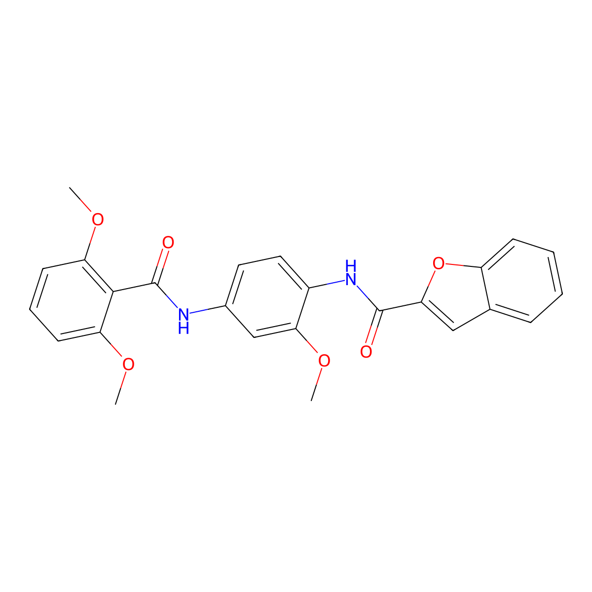 N-[4-[(2,6-dimethoxybenzoyl)amino]-2-methoxyphenyl]-1-benzofuran-2-carboxamide molecular structure, CAS 702647-49-2