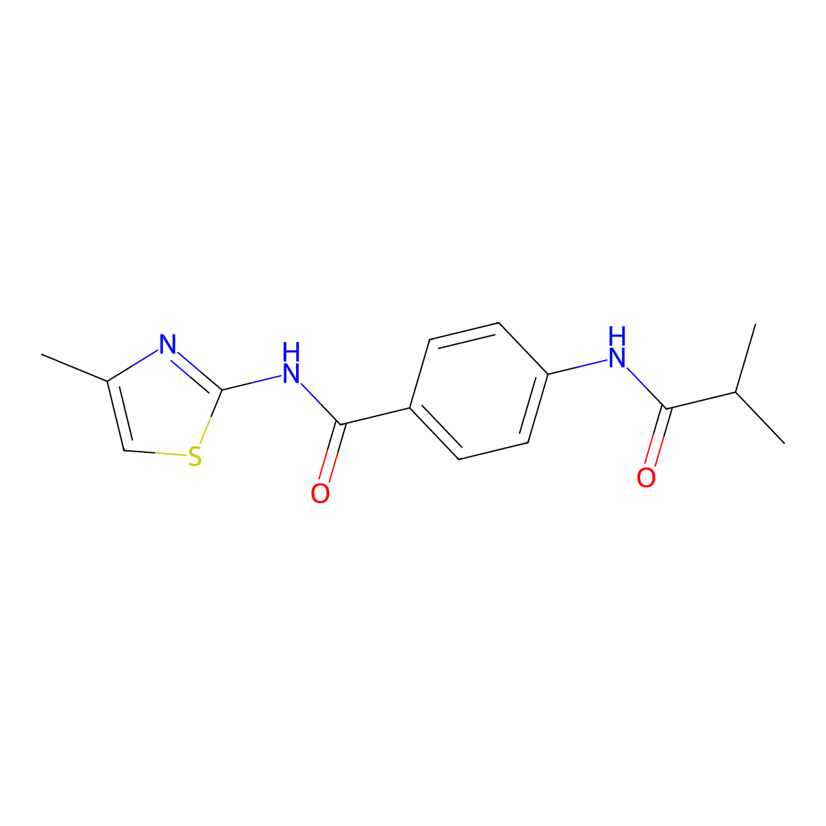 4-(2-methylpropanoylamino)-N-(4-methyl-1,3-thiazol-2-yl)benzamide molecular structure, CAS 702647-52-7