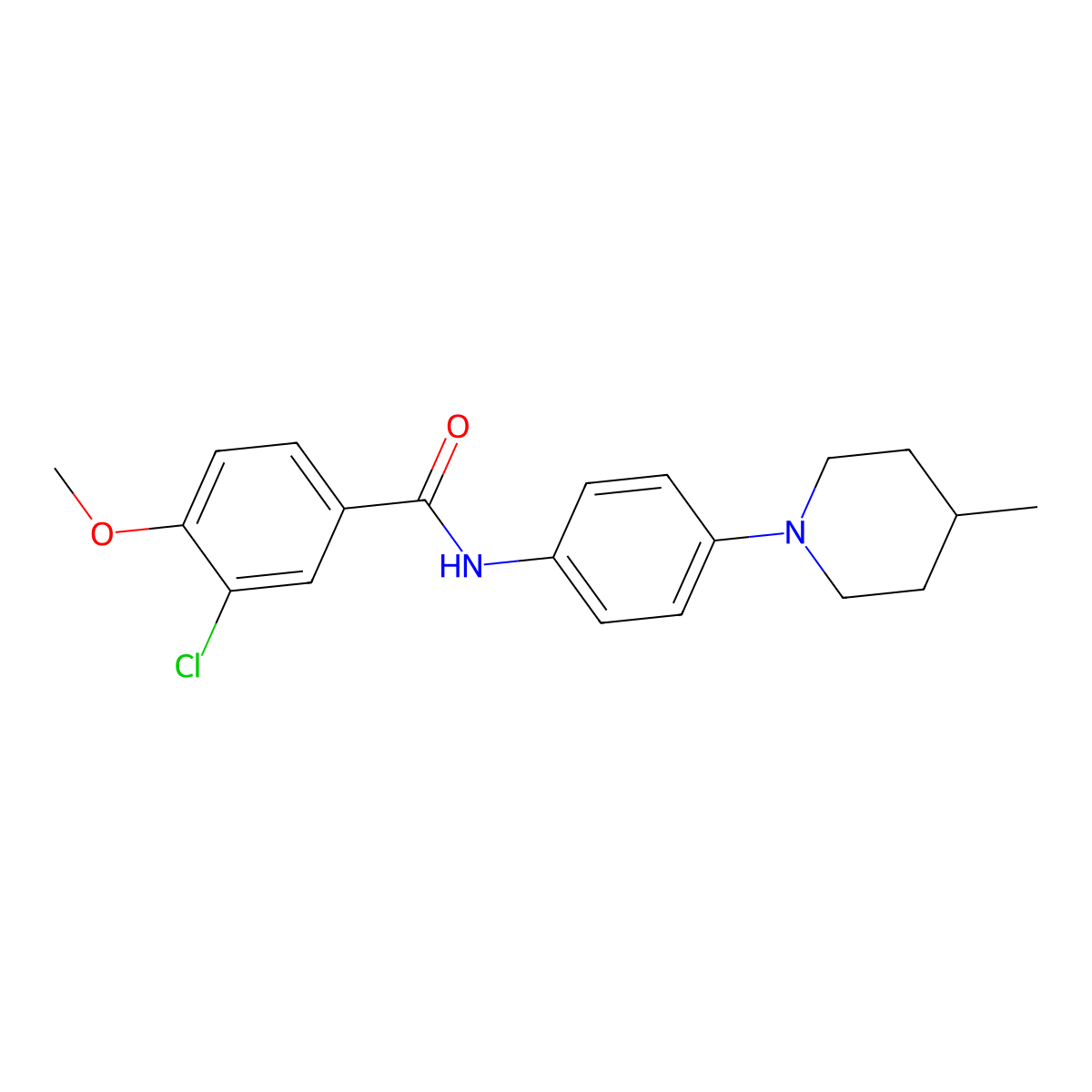3-chloro-4-methoxy-N-[4-(4-methylpiperidin-1-yl)phenyl]benzamide molecular structure, CAS 702647-54-9