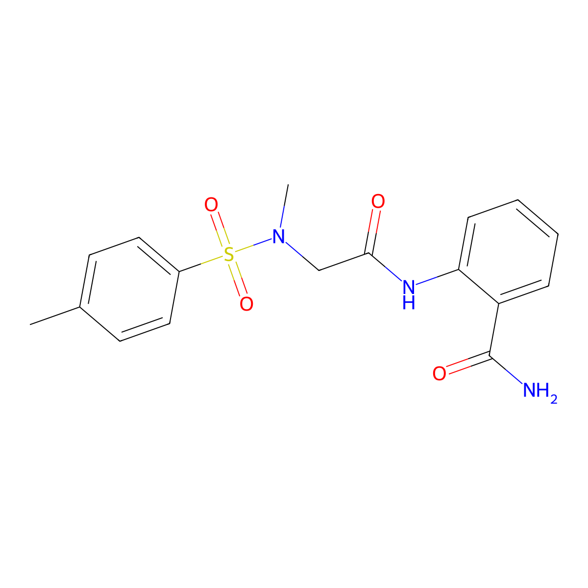 2-[[2-[Methyl-(4-methylphenyl)sulfonylamino]acetyl]amino]benzamide molecular structure, CAS 702647-65-2