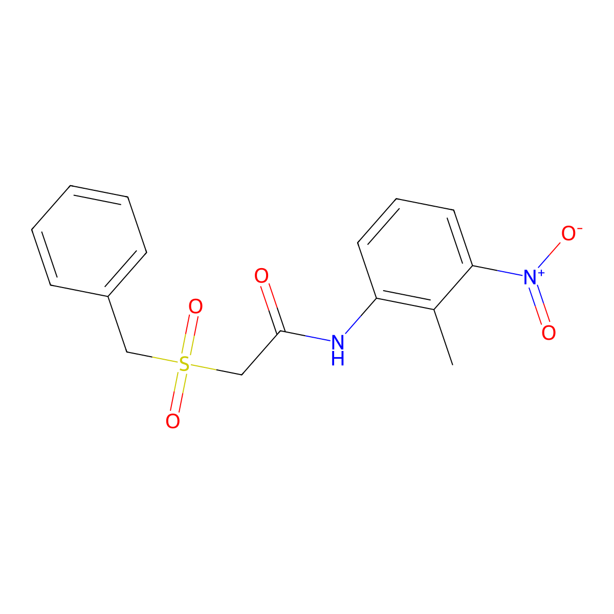 2-(benzylsulfonyl)-N-(2-methyl-3-nitrophenyl)acetamide molecular structure, CAS 702647-72-1
