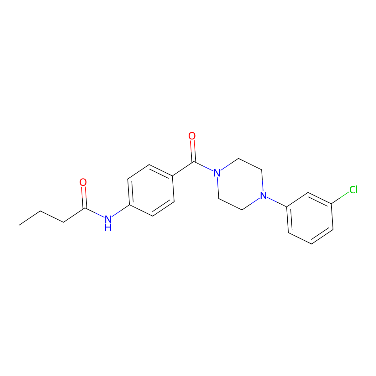 N-[4-[4-(3-chlorophenyl)piperazine-1-carbonyl]phenyl]butanamide molecular structure, CAS 702647-82-3