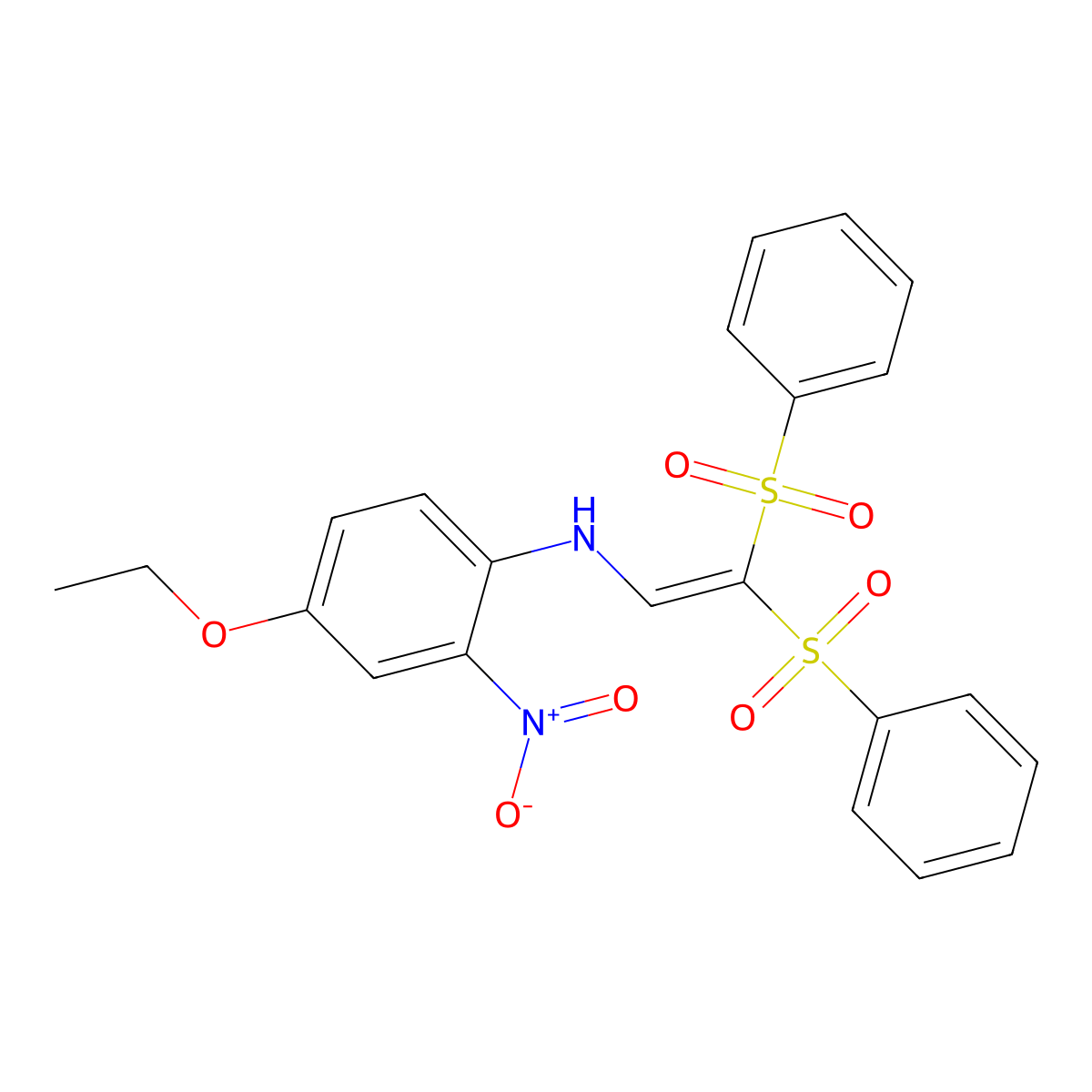 N-[2,2-bis(benzenesulfonyl)ethenyl]-4-ethoxy-2-nitroaniline molecular structure, CAS 702647-90-3