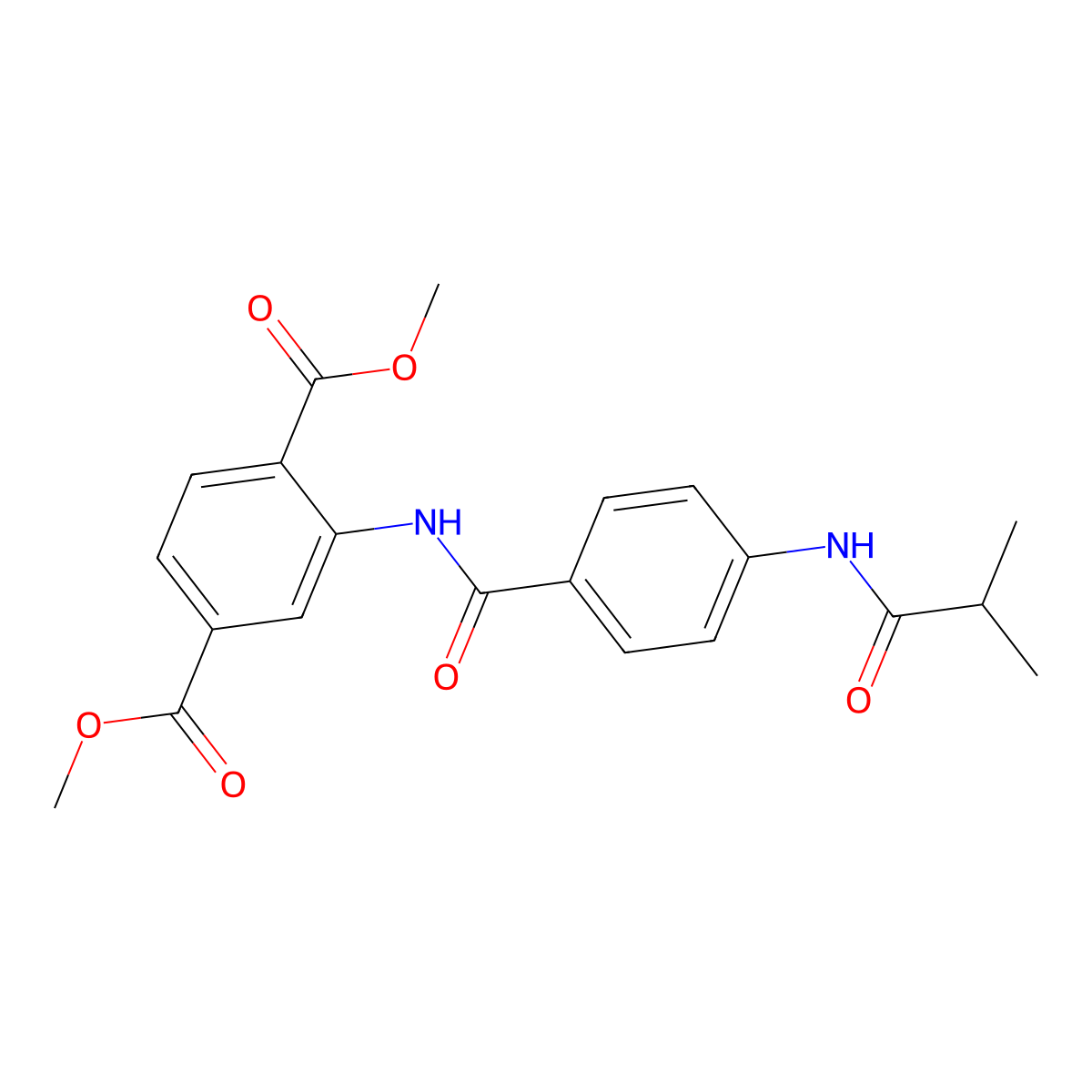 Dimethyl 2-[({4-[(2-methylpropanoyl)amino]phenyl}carbonyl)amino]benzene-1,4-dicarboxylate molecular structure, CAS 702647-91-4